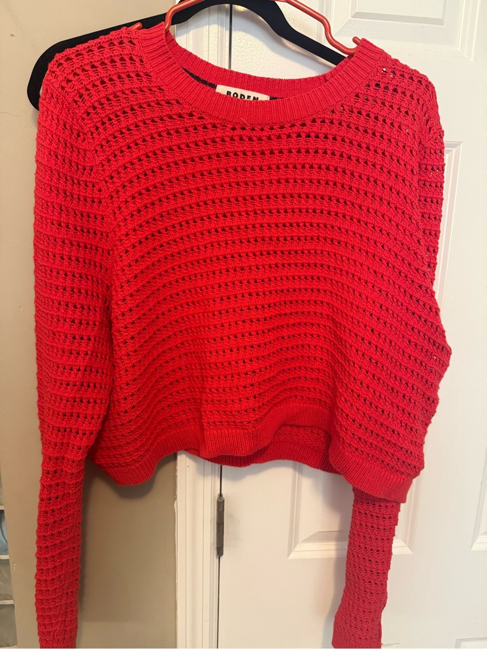 Boden Bright Red Ribbed Knit Sweater